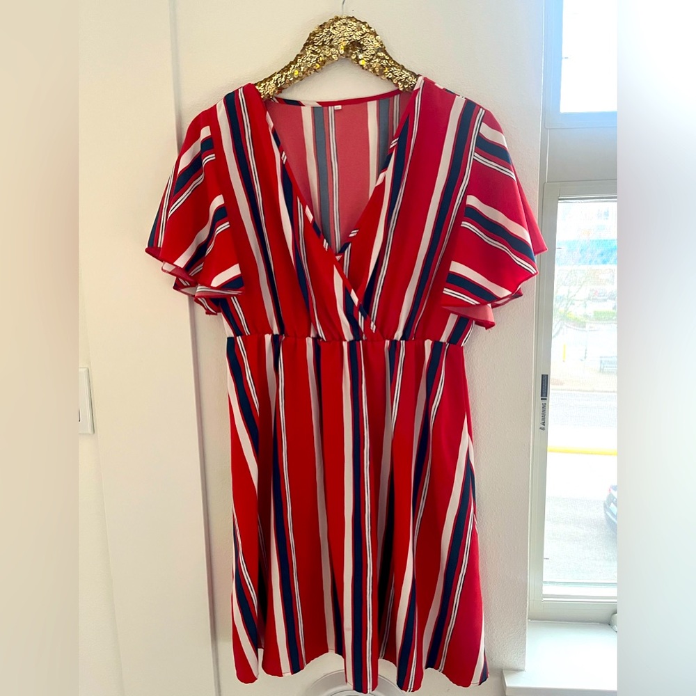 Red, White, and Blue Stripe Dress